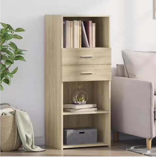 Hoge Kast Sonoma Eiken – Moderne Opbergkast 50x42,5x124 cm voor Woonkamer of Kantoor