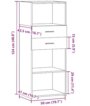 Hoge Kast Sonoma Eiken – Moderne Opbergkast 50x42,5x124 cm voor Woonkamer of Kantoor