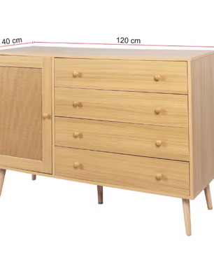 Houten Dressoir met 4 Lades & 1 Deur – Modern Opbergmeubel 120x40x83 cm