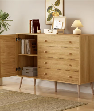 Houten Dressoir met 4 Lades & 1 Deur – Modern Opbergmeubel 120x40x83 cm