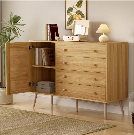 Houten Dressoir met 4 Lades & 1 Deur – Modern Opbergmeubel 120x40x83 cm