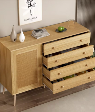 Houten Dressoir met 4 Lades & 1 Deur – Modern Opbergmeubel 120x40x83 cm