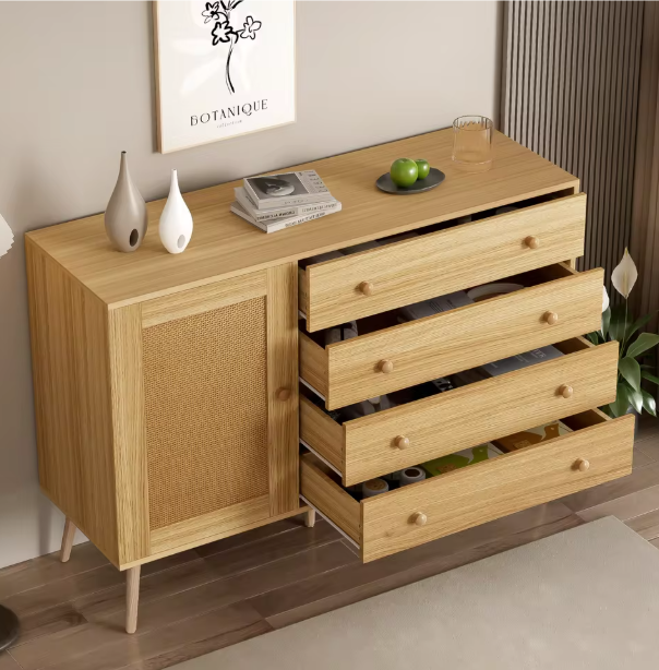 Houten Dressoir met 4 Lades & 1 Deur – Modern Opbergmeubel 120x40x83 cm