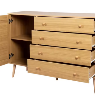 Houten Dressoir met 4 Lades & 1 Deur – Modern Opbergmeubel 120x40x83 cm