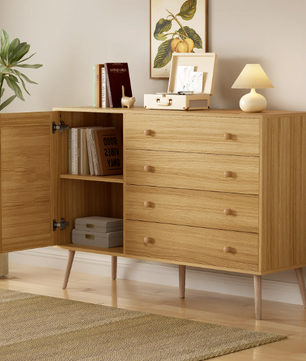 Houten Dressoir met 4 Lades & 1 Deur – Modern Opbergmeubel 120x40x83 cm