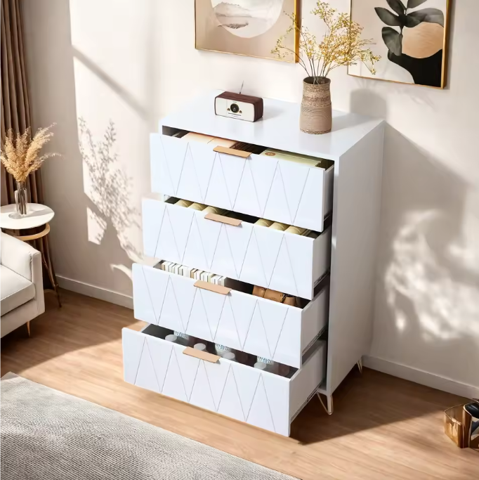 Moderne Ladekast met 4/6 Lades – Houten Opbergkast met Metalen Poten