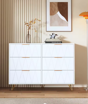 Moderne Ladekast met 4/6 Lades – Houten Opbergkast met Metalen Poten