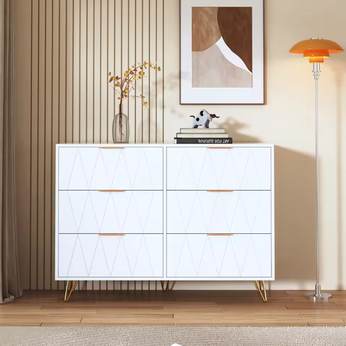 Moderne Ladekast met 4/6 Lades – Houten Opbergkast met Metalen Poten