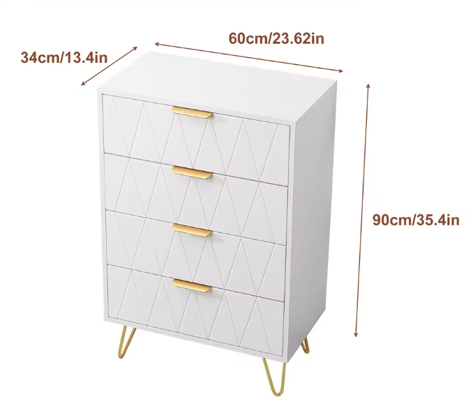 Moderne Ladekast met 4/6 Lades – Houten Opbergkast met Metalen Poten