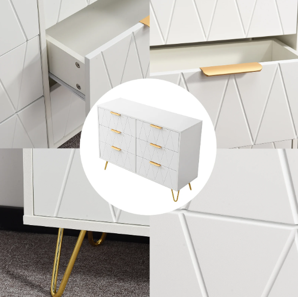 Moderne Ladekast met 4/6 Lades – Houten Opbergkast met Metalen Poten