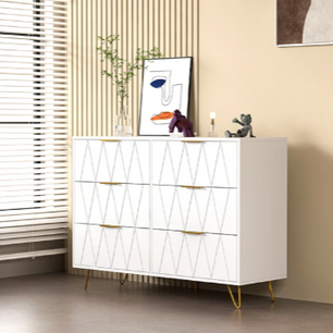 Moderne Ladekast met 4/6 Lades – Houten Opbergkast met Metalen Poten