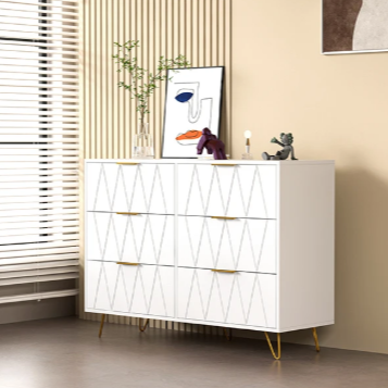 Moderne Ladekast met 4/6 Lades – Houten Opbergkast met Metalen Poten