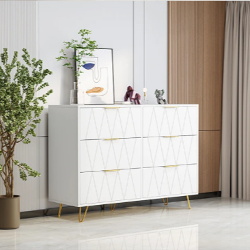 Moderne Ladekast met 4/6 Lades – Houten Opbergkast met Metalen Poten