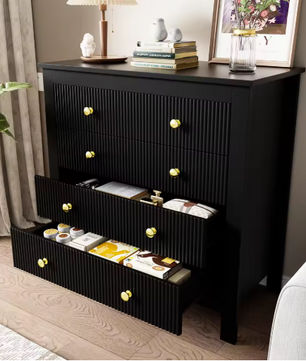 Moderne Ladekast met 5 Lades – Opbergkast met Gouden Handgrepen 79x39,5x80,5 cm