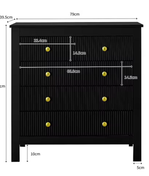 Moderne Ladekast met 5 Lades – Opbergkast met Gouden Handgrepen 79x39,5x80,5 cm