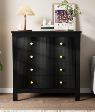 Moderne Ladekast met 5 Lades – Opbergkast met Gouden Handgrepen 79x39,5x80,5 cm