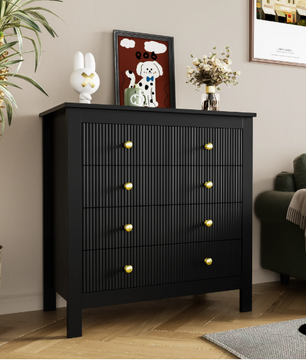 Moderne Ladekast met 5 Lades – Opbergkast met Gouden Handgrepen 79x39,5x80,5 cm