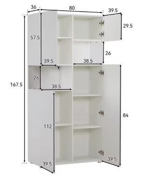 Vitrinekast met LED-Verlichting – Hoge Kast met Acryl Zijkanten 80x38x170 cm