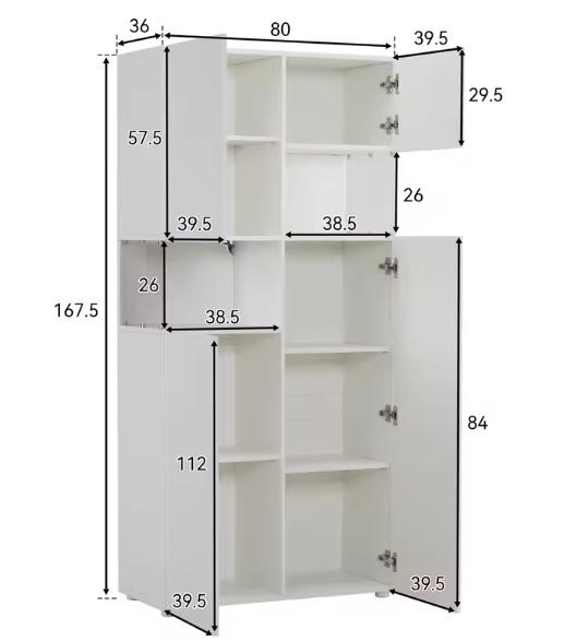 Vitrinekast met LED-Verlichting – Hoge Kast met Acryl Zijkanten 80x38x170 cm