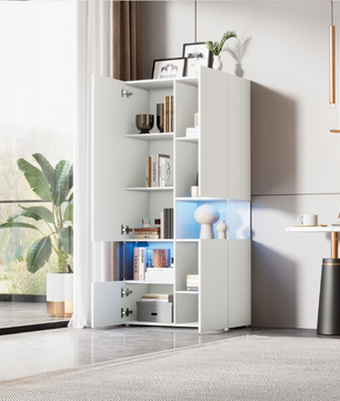 Vitrinekast met LED-Verlichting – Hoge Kast met Acryl Zijkanten 80x38x170 cm