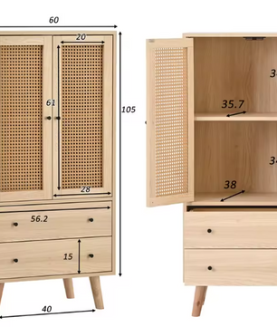 Dressoir met Deuren en Lades – Houten Opbergkast voor Woonkamer en Eetkamer