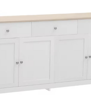 Buffetkast met 4 Deuren en 3 Lades – Houten Dressoir 160x37x75 cm