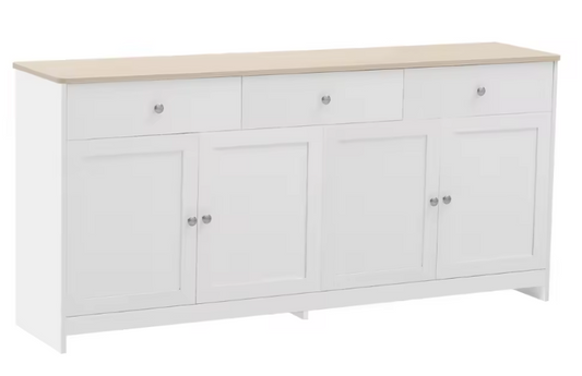 Buffetkast met 4 Deuren en 3 Lades – Houten Dressoir 160x37x75 cm
