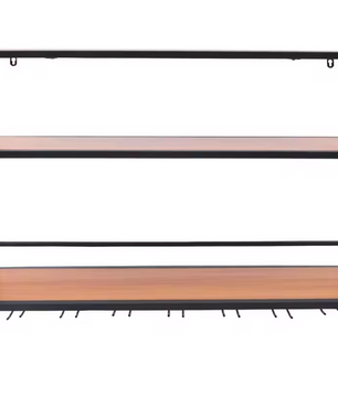 3-Laags Wijnrek van Metaal & Hout – Wand & Tafelmodel 80x20x62 cm