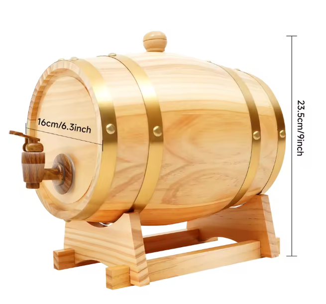 Eikenhouten Wijnvat met Kraan & Standaard – 3L Vintage Dispenser