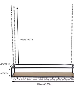 Hangend Wijnrek met Glashouder – Industrieel Plafondrek 100-120 cm