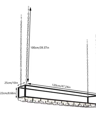 Hangend Wijnrek met Glashouder – Industrieel Plafondrek 100-120 cm