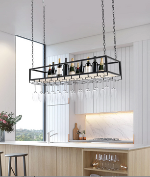 Hangend Wijnrek met Glashouder – Industrieel Plafondrek 100-120 cm