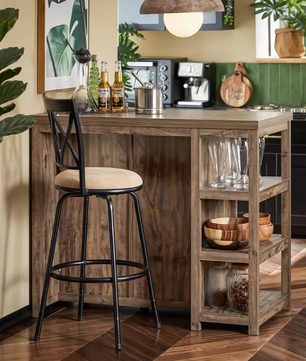 Keukeneiland met Wijnrek & Lade – Vintage Buffetkast 110x95x55 cm