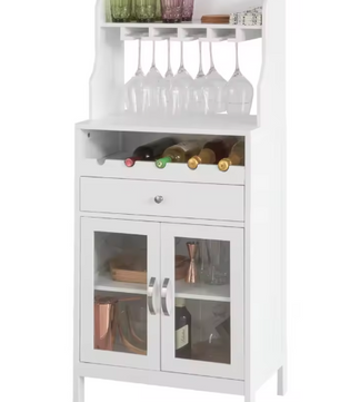 Wijnkast met Wijnrek & Glashouder – Hoog Dressoir met Lade en Deuren