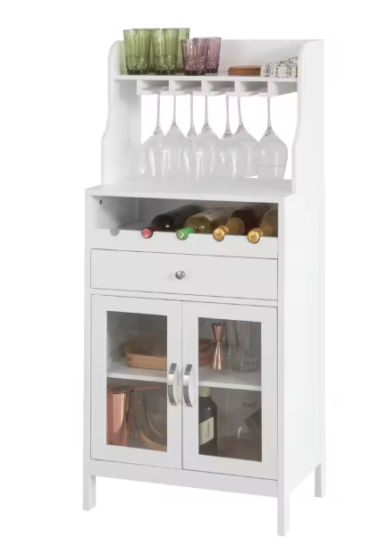 Wijnkast met Wijnrek & Glashouder – Hoog Dressoir met Lade en Deuren