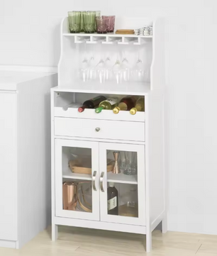 Wijnkast met Wijnrek & Glashouder – Hoog Dressoir met Lade en Deuren