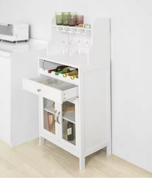 Wijnkast met Wijnrek & Glashouder – Hoog Dressoir met Lade en Deuren