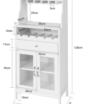 Wijnkast met Wijnrek & Glashouder – Hoog Dressoir met Lade en Deuren