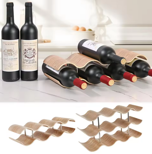 Houten Wijnrek 2/3-Laags – Golvend Design & Compacte Flessenopslag