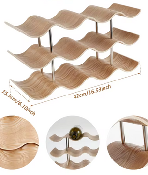 Houten Wijnrek 2/3-Laags – Golvend Design & Compacte Flessenopslag
