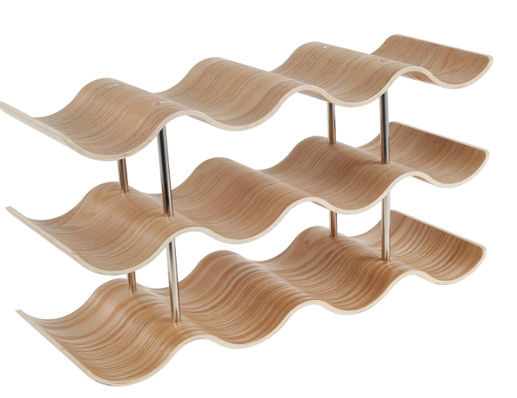 Houten Wijnrek 2/3-Laags – Golvend Design & Compacte Flessenopslag