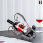 Vintage Metalen Wijnrek – Fles- en Glashouder, Creatief en Decoratief
