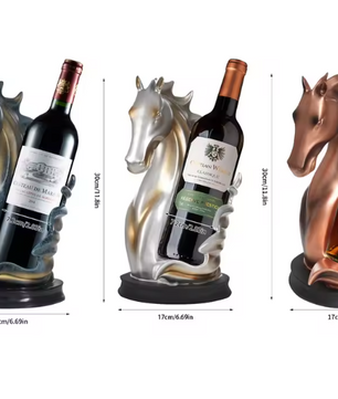 Paardenbeeld Wijnfleshouder – Decoratief Wijnrek 17×30 cm