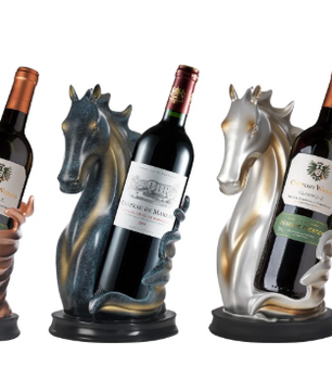 Paardenbeeld Wijnfleshouder – Decoratief Wijnrek 17×30 cm