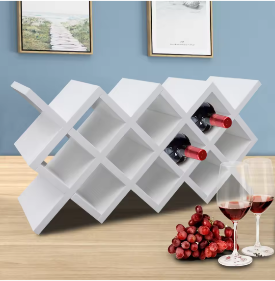 Moderne Houten Wijnrek – Wandrek & Vrijstaand, 10 Flessen