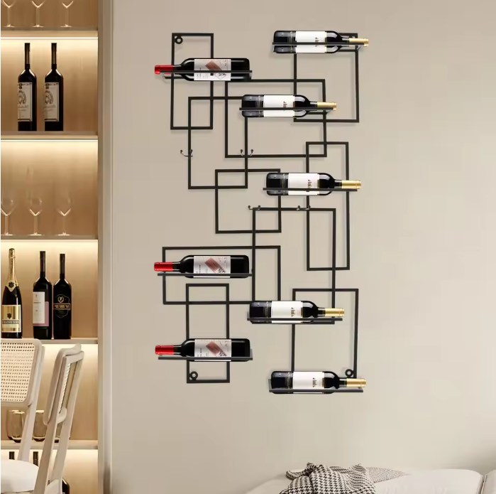 Wandrek Wijnrek 10 Flessen – Geometrisch Modern Ontwerp