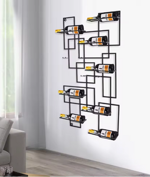 Wandrek Wijnrek 10 Flessen – Geometrisch Modern Ontwerp