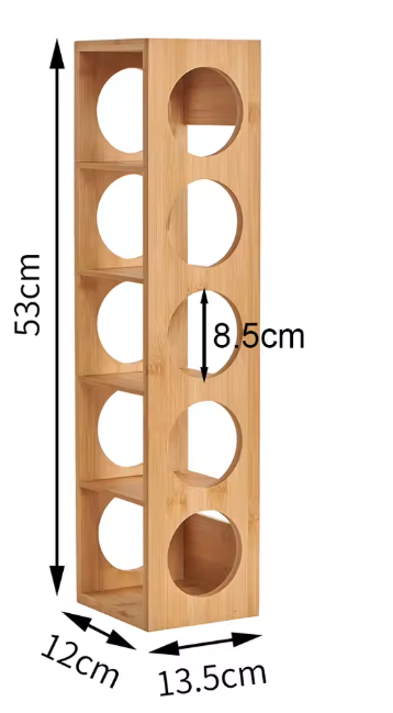 Bamboe Wijnrek – 5-Laags Flessenhouder, Natuurlijk Hout