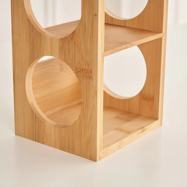 Bamboe Wijnrek – 5-Laags Flessenhouder, Natuurlijk Hout
