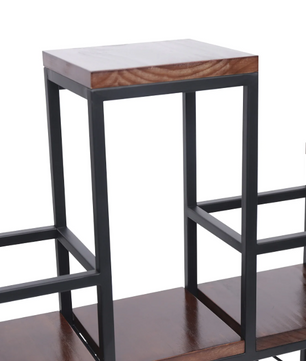 Wand Wijnrek met Glashouder – Massief Hout & Ijzer, 12 Flessen